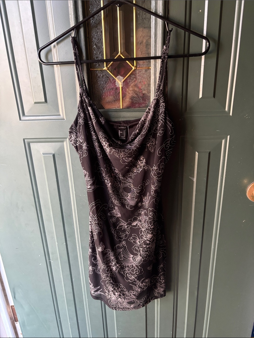 Forever 21 Black Slip Dress with White Floral Print